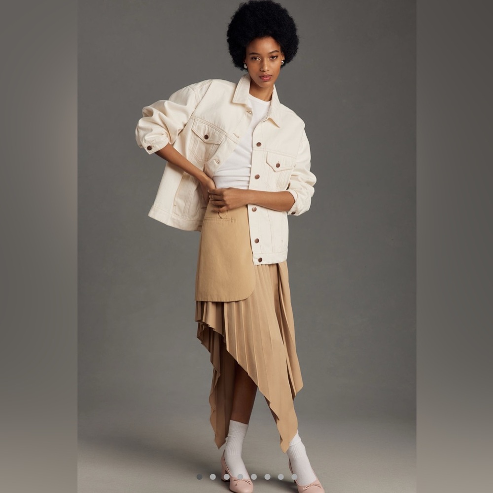 Cream Denim Boyfriend Jacket by Pilcro